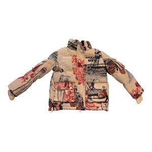 Lamont Beige Multi Tapestry Puffer Jacket Streetwear  brand Rockstar Sz 5T
